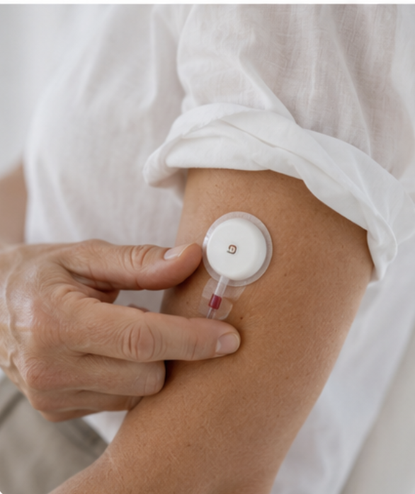Continuous biosensor on patient's arm