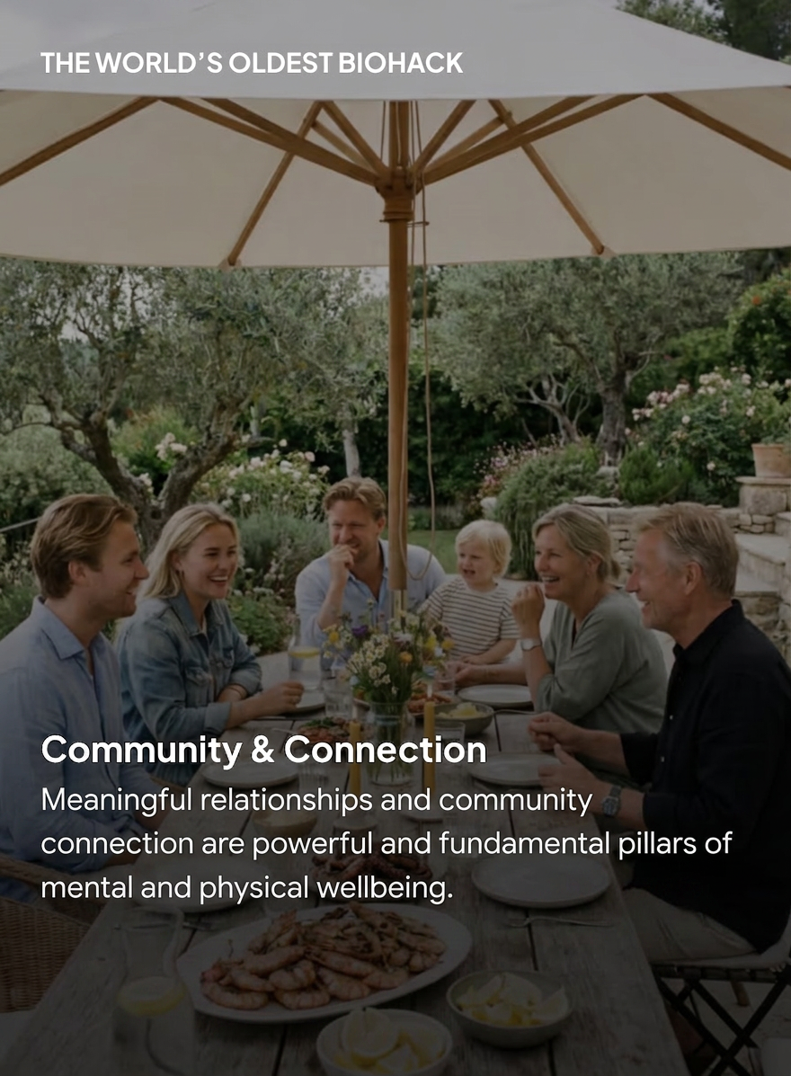 Multigenerational family sharing a meal outdoors under a sun umbrella